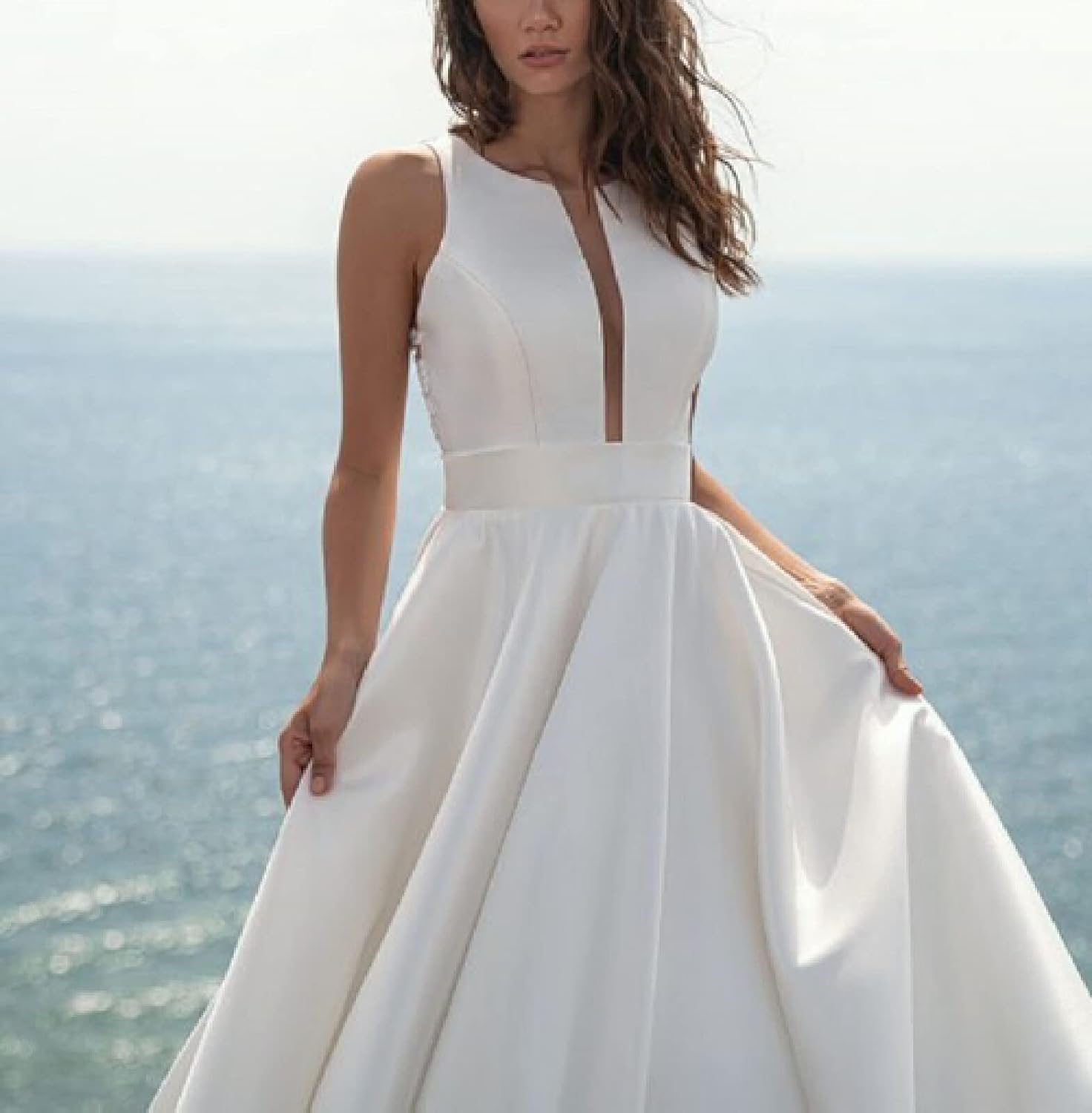 Robe De Mariée Fourreau Bustier Avec Cape – Image 5