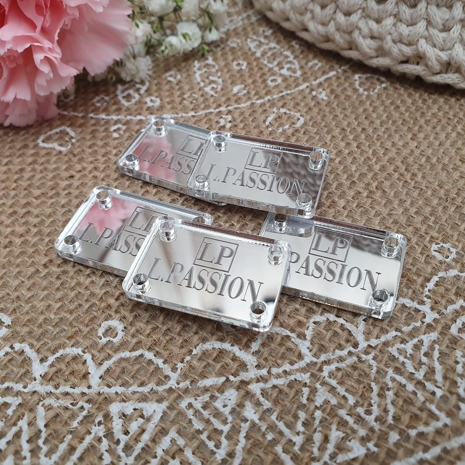 Lot 12/30/50/100 Labels Étiquettes 30X20mm Plexiglass Miroir Argent à personnaliser ref B6
