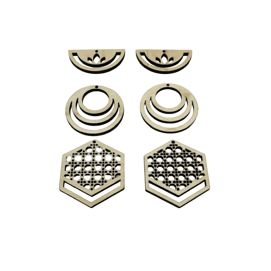 Breloque bois boucles d’oreilles ref 1