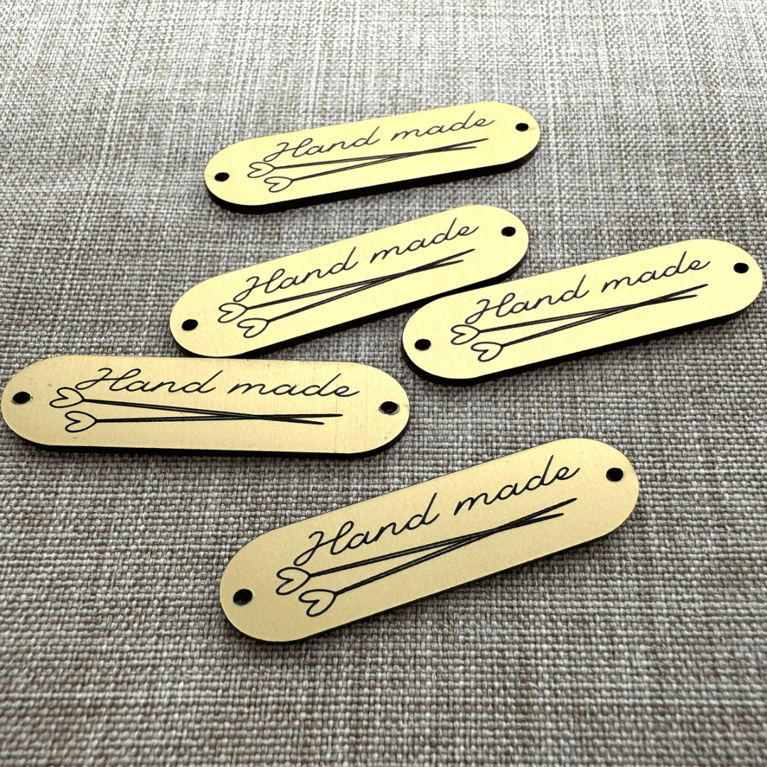 5 étiquettes labels rectangles arrondis 4x1cm – Hand made collection Tricot – Image 4