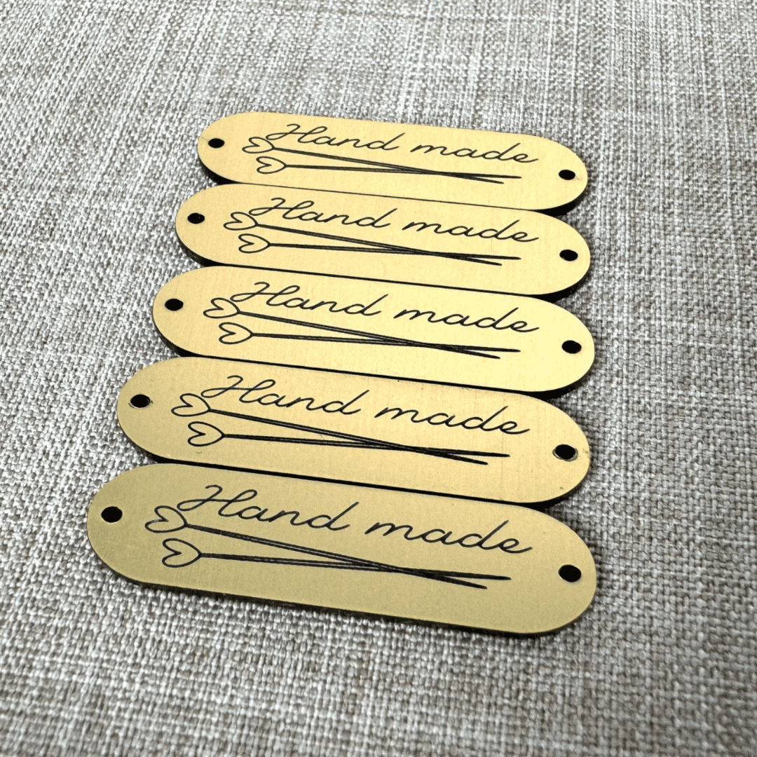 5 étiquettes labels rectangles arrondis 4x1cm – Hand made collection Tricot – Image 5