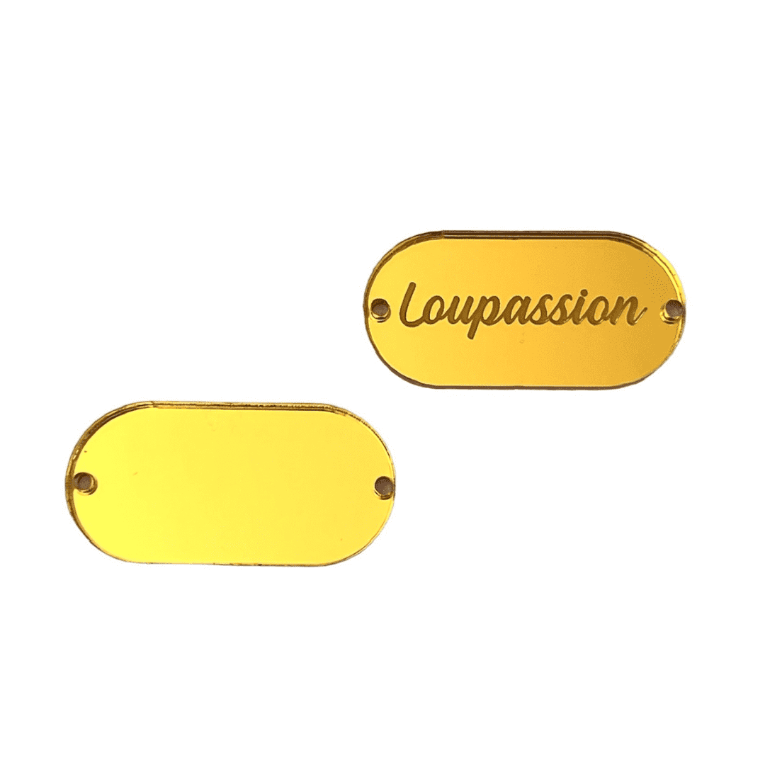 Label Étiquette 40X20mm Plexiglass Miroir doré à personnaliser – Image 3