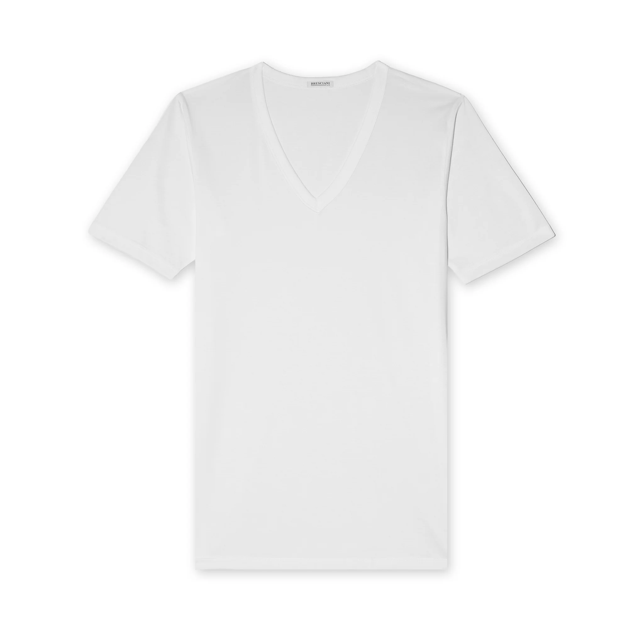 T-shirt col V - Blanc - Coton – Image 5